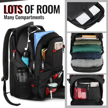 Large Backpack for Men, Extra Large Laptop Backpacks for Men Women, Water Resistant Travel Backpack Airline Approved Business Work Bag Fits 17 Inch Computer, Black