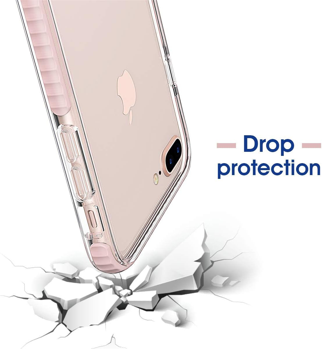 Compatible with Iphone 8 plus Case Compatible with Iphone 7 plus Case Clear Shield Heavy Duty Anti-Yellow Anti-Scratch Shockproof Cover (Pink)