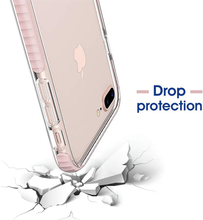Compatible with Iphone 8 plus Case Compatible with Iphone 7 plus Case Clear Shield Heavy Duty Anti-Yellow Anti-Scratch Shockproof Cover (Pink)