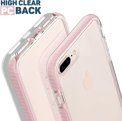 Compatible with Iphone 8 plus Case Compatible with Iphone 7 plus Case Clear Shield Heavy Duty Anti-Yellow Anti-Scratch Shockproof Cover (Pink)