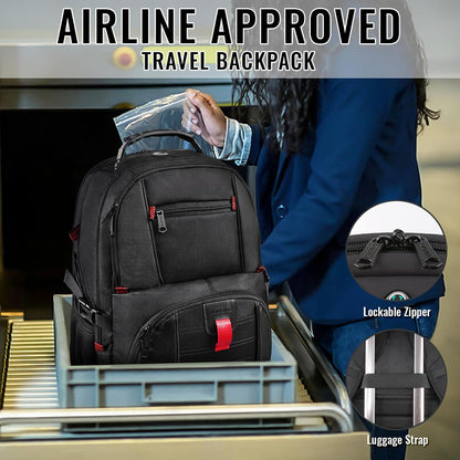 Large Backpack for Men, Extra Large Laptop Backpacks for Men Women, Water Resistant Travel Backpack Airline Approved Business Work Bag Fits 17 Inch Computer, Black