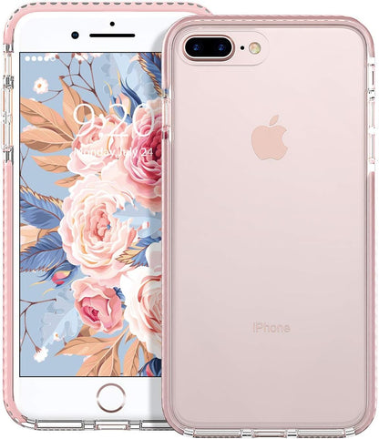 Compatible with Iphone 8 plus Case Compatible with Iphone 7 plus Case Clear Shield Heavy Duty Anti-Yellow Anti-Scratch Shockproof Cover (Pink)