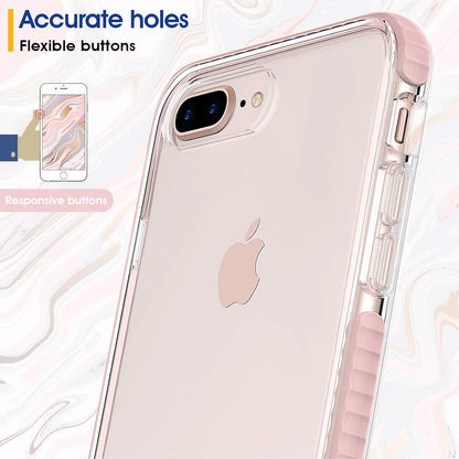 Compatible with Iphone 8 plus Case Compatible with Iphone 7 plus Case Clear Shield Heavy Duty Anti-Yellow Anti-Scratch Shockproof Cover (Pink)